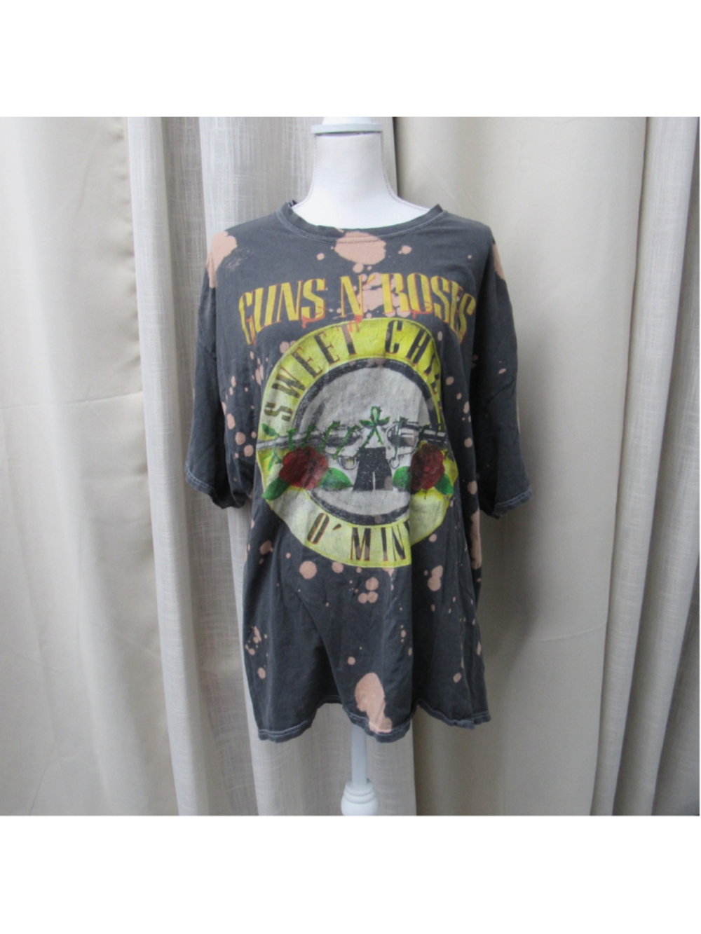 Guns N Roses Sweet Child O Mine Bleached Graphic Band T-Shirt XXL Washed Black
